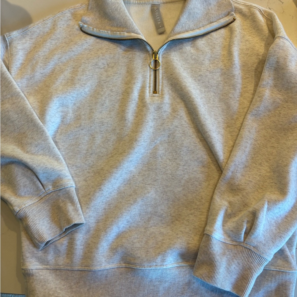 Athleta  Light/oat Gray Zip-Up Sweatshirt